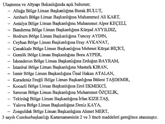 Cumhurbaşkanlığı Atama Kararları Ulaştırma ve Altyapı Bakanlığı Atamalar Resmi Gazetede Yayımlandı