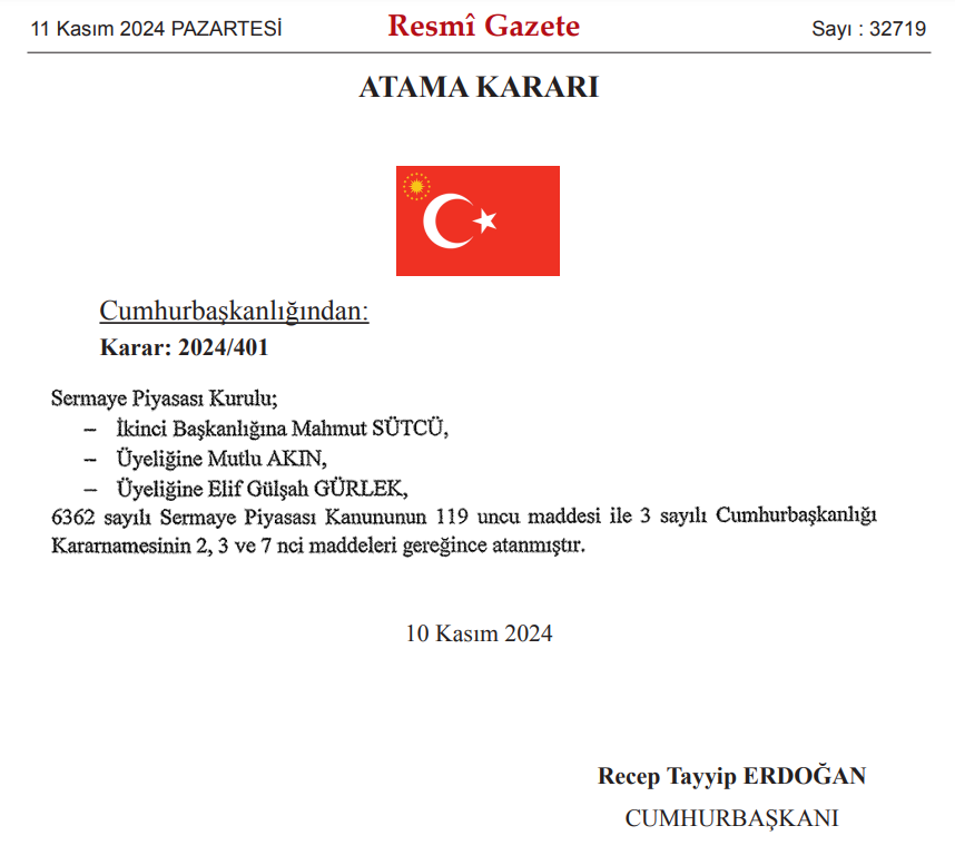 Cumhurbaşkanlığı atama kararı resmi gazete