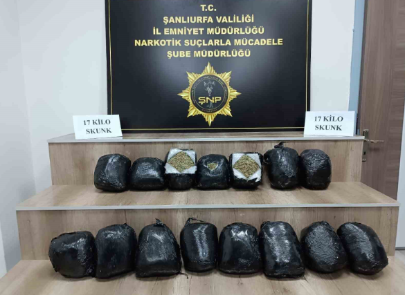 Şanlıurfa’da 17 kilo skunk ele geçirildi