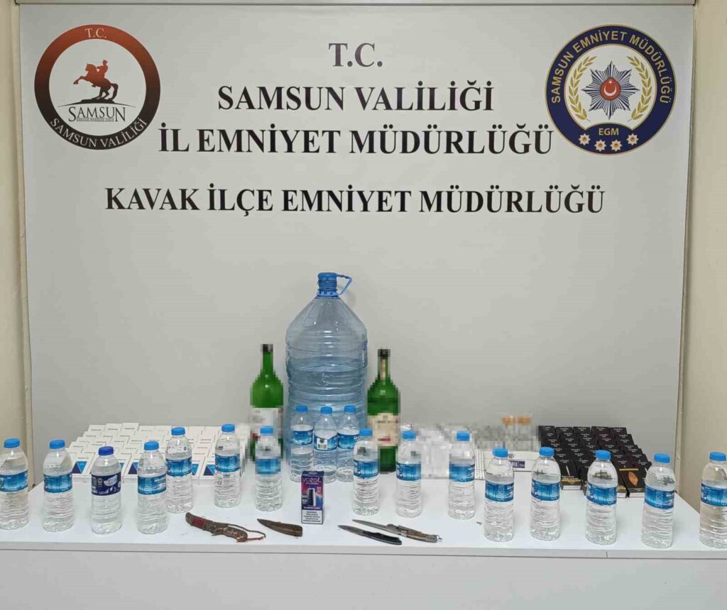 Tütüncüde yapılan aramada sahte alkol ve makaron ele geçirildi!