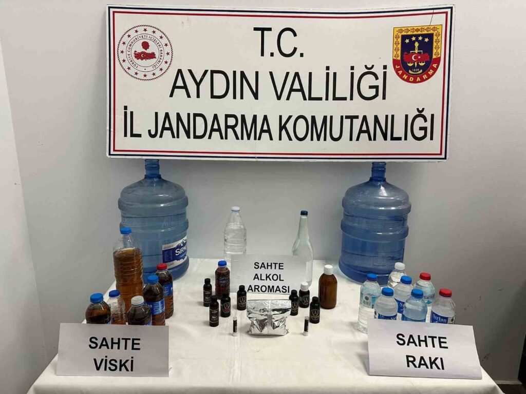 Sahte alkol üreten şüpheli jandarmaya yakalandı