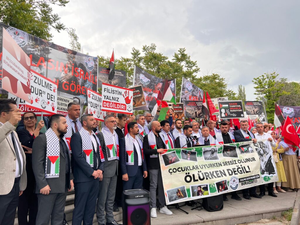 İsrail Büyükelçiliği önünde Gazze protestosu 